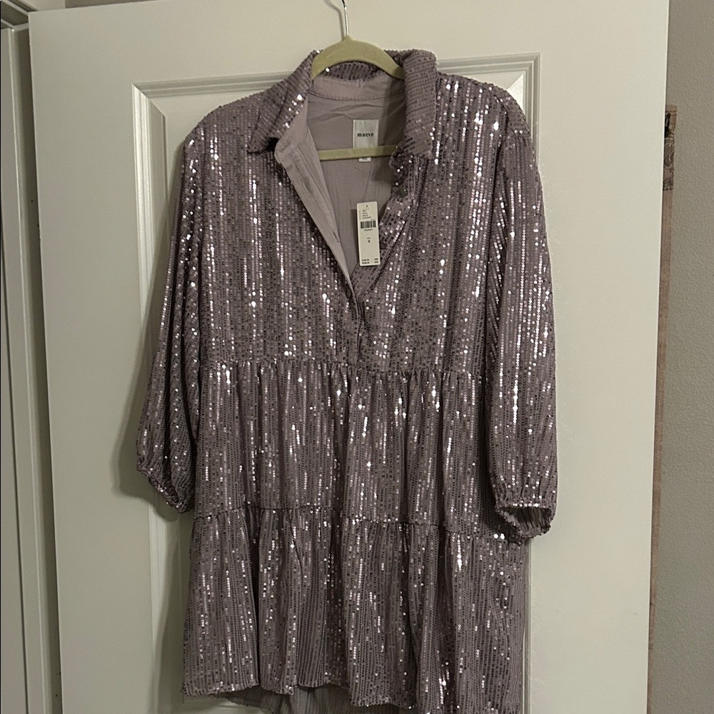 NEW LISTING! NEW WITH TAGS! Anthropologie Lavender Sequin Long Sleeve Dress